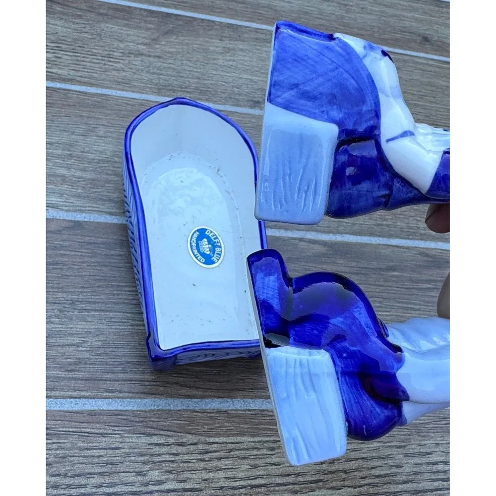 Delft Blue Hand Painted Dutch Boy and Girl in Boat Salt and Pepper Shaker Set